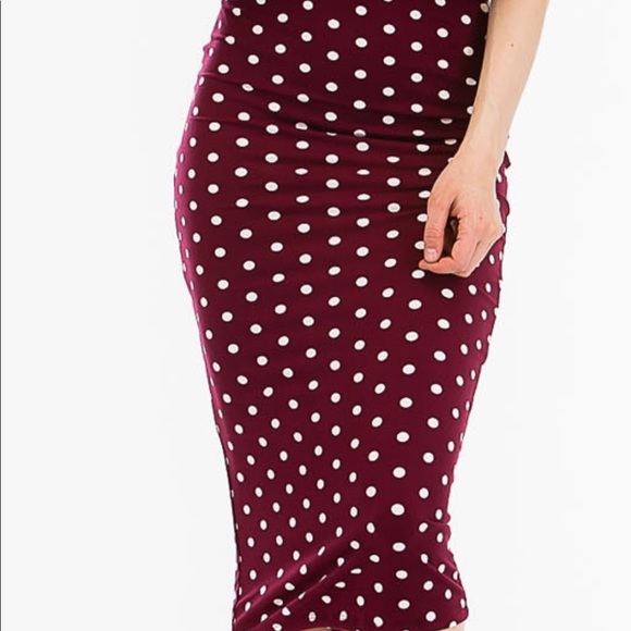 BLACK WHITE SMALL POLKA PENCIL - Skirt - Picture 4 of 5